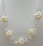 Zoe B 14K Gold Rose Quartz & Freshwater Pearl Cluster Graduated Ball Beaded Necklace 67.8g image number 1