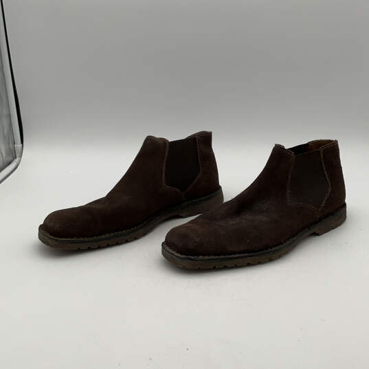 Mens 15007-245 Brown Leather Square Toe Pull-On Chelsea Boots Size 10 D image number 1