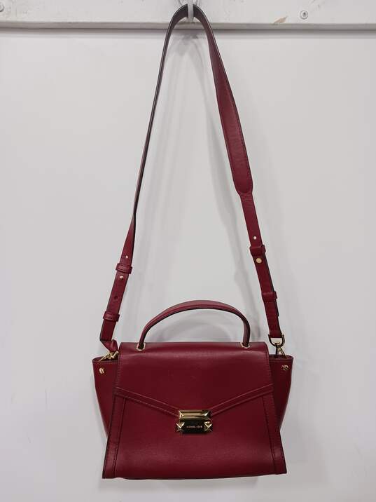 Michael Kors Carmine Red Leather Handbag w/ Shoulder Strap image number 1