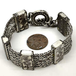 Designer Brighton Silver-Tone French Quarter Toggel Clasp Chain Bracelet