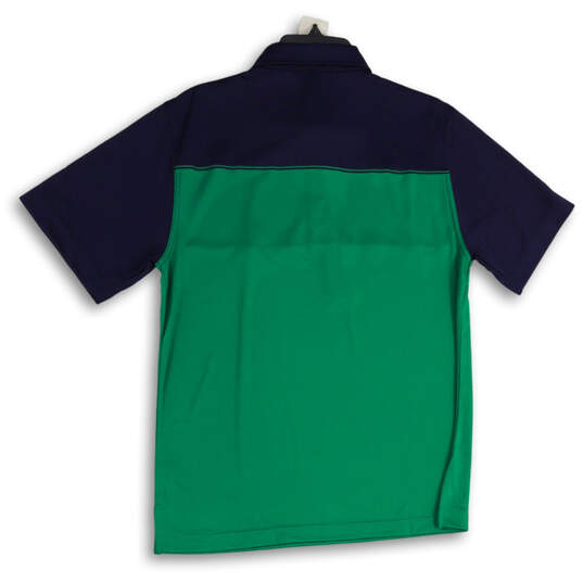 NWT Mens Blue Green Colorblock Collared Short Sleeve Golf Polo Shirt Size M image number 2