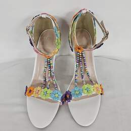 APEPAK Women's Sandals Pearl Lace Decoration Heels