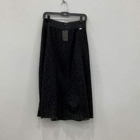 NWT Womens Black Lace Double Layered Semi See Pull On Maxi Skirt Size 6 image number 1