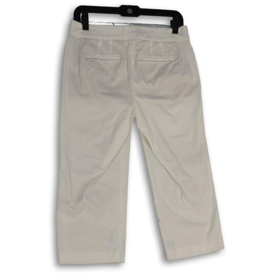 NWT Womens White Flat Front Buttoned Pocket Cropped Pants Size 4P image number 2