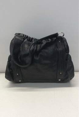 Michael Kors Black Leather Pleated Drawstring Satchel Bag alternative image