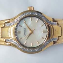 Caravelle By Bulova A8 Gold Tone W/MOP & Diamonds Cocktail Watch