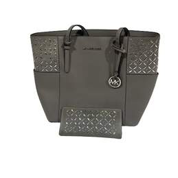 Jet Set East West Zip Tote - Pearl Grey / Silver Studded