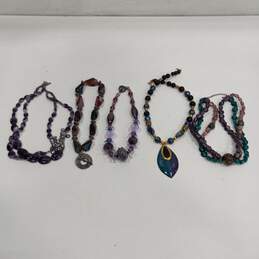 Bundle of Assorted Blue and Purple Beaded Fashion Jewelry