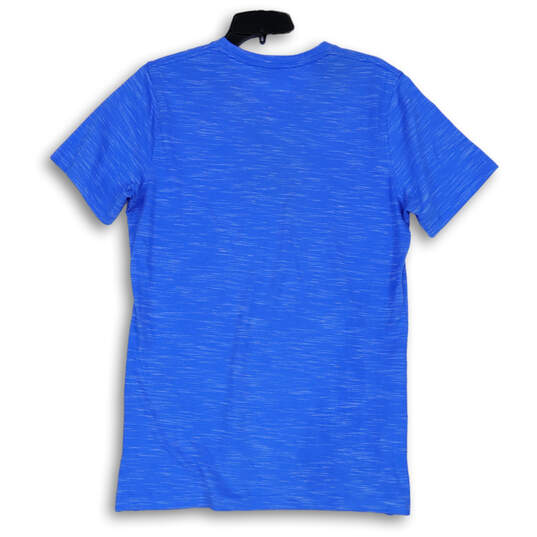 Mens Blue Short Sleeve V-Neck Side Slit Pullover T-Shirt Size M image number 3