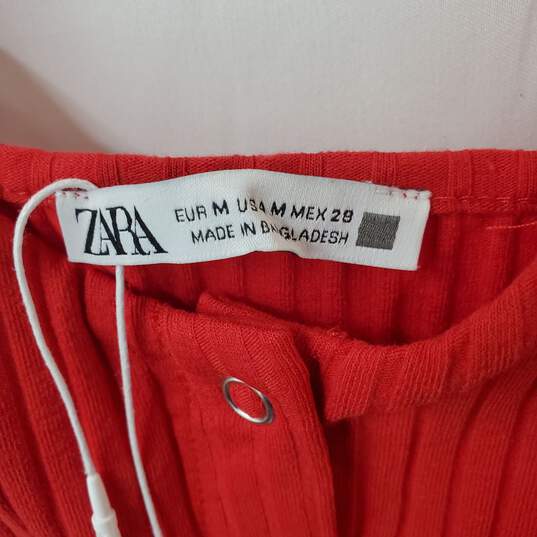Zara Red Ribbed Sleeveless Dress Size M image number 3