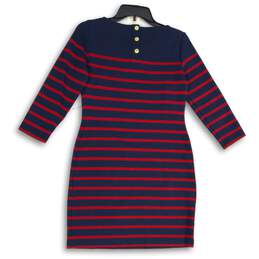 Brooks Brothers Womens Navy Blue Red Striped Fleece Sheath Dress Size Small alternative image