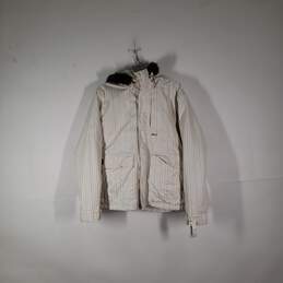 Womens Striped Long Sleeve Pockets Hooded Full-Zip Ski Jacket Size Medium