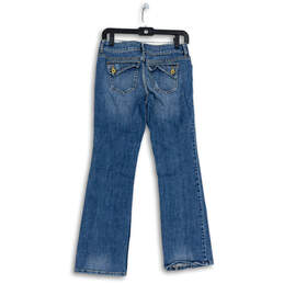 Womens Blue Distressed Denim Pockets Medium Wash Wide Leg Jeans Size 4 P alternative image