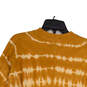 Womens Mustard Tie-Dye Long Sleeve Crew Neck Pullover T-Shirt Size M image number 4