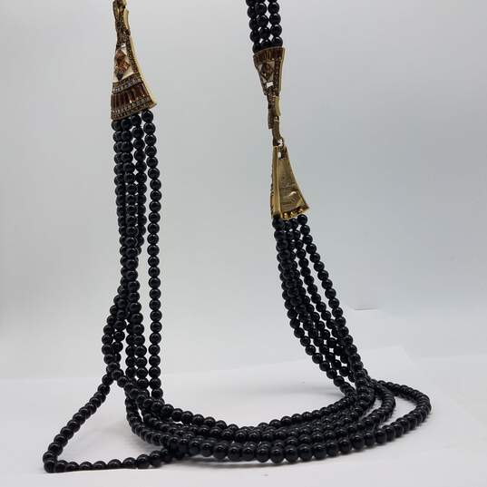 Heidi Daus Gold Tone Black Beads Crystal 40 Inch Necklace 240.0g image number 5