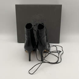 NIB Womens VC-CHENAI Black Leather Wraparound Lace-Up Ankle Booties Sz 6.5M alternative image