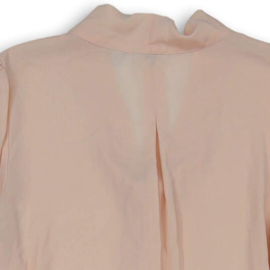 Womens Pink Long Sleeve Pleated Tie Neck Apricot  Blouse Top Size X-Large image number 4