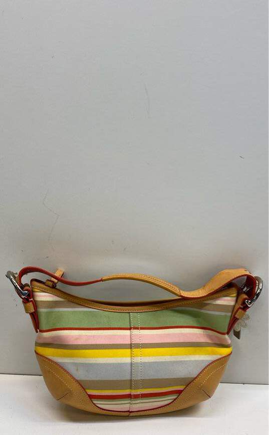 Coach Multi-Color Striped Small Hobo Purse Bag Tote image number 2