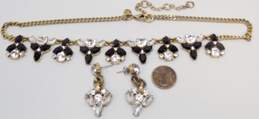 J. Crew Designer Icy Rhinestone & Gold Tone Drop Earrings & Statement Necklace 55.4g alternative image