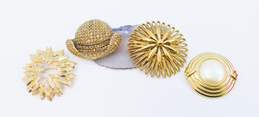 Vintage & Contemporary Monet & Fashion Faux Pearl Rhinestone Gold Tone Statement Brooches 91.5g