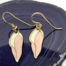 Designer Laurel Burch Barbee's Blossom Gold-Tone Pink Dangle Earrings
