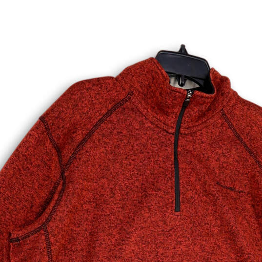 Womens Red Collared Quarter Zip Long Sleeve Pullover Sweater Size 2XL image number 3