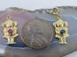 One Pair 14K Yellow Gold Ruby and Sapphire Charms 1.9g image number 5