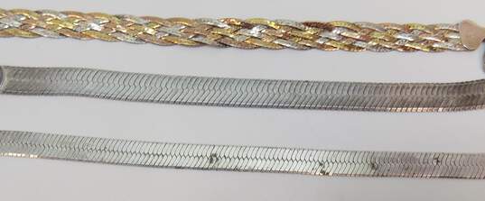 Artisan 925 & Vermeil Wide Herringbone Braided Fancy Cable Greek Key & Box Chain Bracelets Variety 38.3g image number 5