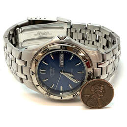 Designer Citizen Silver-Tone Chain Strap Round Dial Analog Wristwatch alternative image