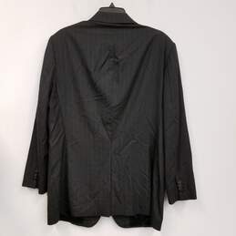 Mens Black White Pinstripe Long Sleeve Single Breasted Blazer Jacket Sz 54 alternative image