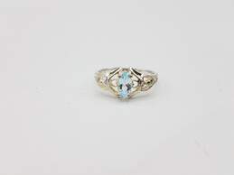 925 Silver Marquise Topaz Heat Accent Ring Sz 7