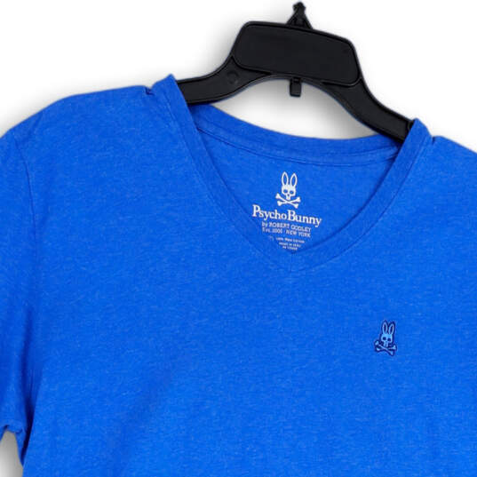 Mens Blue Regular Fit Stretch V-Neck Short Sleeve Pullover T-Shirt Size 5 image number 4