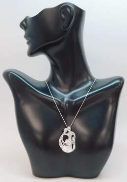 Carolyn Pollack Relios & Artisan 925 Figural Abstract Family Pendant Necklace & Etched Hoop Earrings 14.5g alternative image