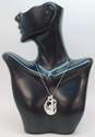 Carolyn Pollack Relios & Artisan 925 Figural Abstract Family Pendant Necklace & Etched Hoop Earrings 14.5g image number 2
