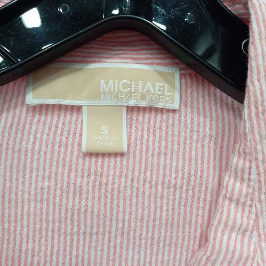Michael Kors Pink Petite Stripe LS Button Up Shirt Women's Size S image number 3