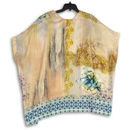 NWT Chico's Womens Multicolor Silk Watercolor Script Ruana Kimono Wrap One Size alternative image
