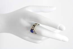 10K White Gold Blue Star Sapphire Diamond Accent Ring, Size 8.75 - 5.2g alternative image