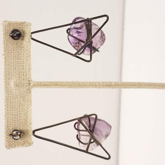 Sterling Silver Abstract Glass Triangle Earrings 13.8g image number 4