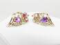 Vintage Coro Red Icy Aurora Borealis Rhinestone & Gold Tone Clip-On Earrings 10.4g image number 2