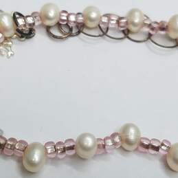 Sterling Silver Pink Bead & FW Pearl Best Mom 17inch Necklace 13.6g alternative image
