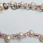 Sterling Silver Pink Bead & FW Pearl Best Mom 17inch Necklace 13.6g image number 2