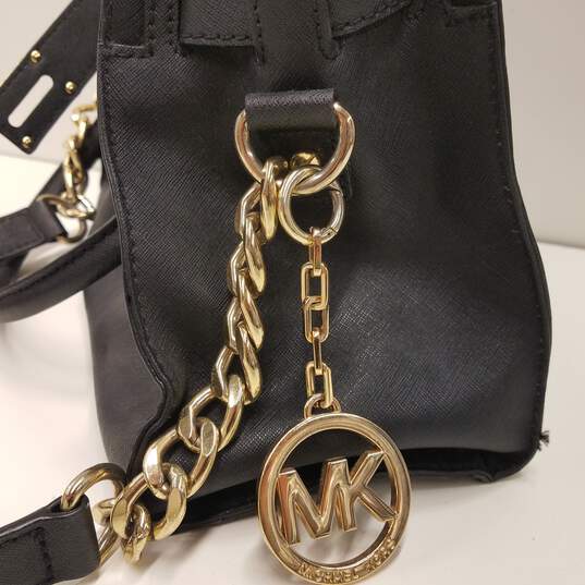 Michael Kors Hamilton Large Saffiano Leather Tote Shoulder Black Gold Bag  Purse