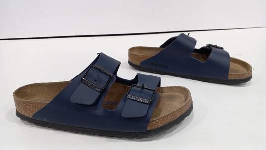 Men's Birkenstock Navy Amalfi Leather Soft Footbed Arizona Sandals Size 8 image number 1