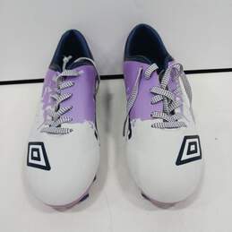 Umbro Women's Club 4.0 Navy Blue, Purple, Pink, And White Cleats Size 8