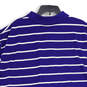 Mens Blue Striped Spread Collar Short Sleeve Golf Polo Shirt Size 4XB image number 4