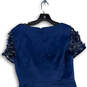 NWT Womens Blue Beaded Short Sleeve V Neck Wrap Dress Size 8 image number 4
