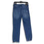 Womens Blue Denim Distressed Raw Hem Slim Fit Straight Leg Jeans Size 6 image number 2