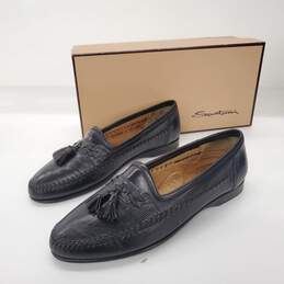 Santoni Men's Aspen Black Leather Loafers Size 9.5D