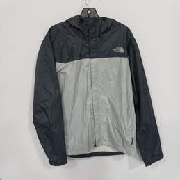 The North Face Men's Black/Gray Color Block Full Zip Hooded Rain Coat Jacket L