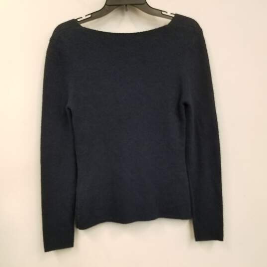 NWT Womens Navy Cotton Blend Ambru Knitted Square Neck Pullover Sweater Size M image number 2